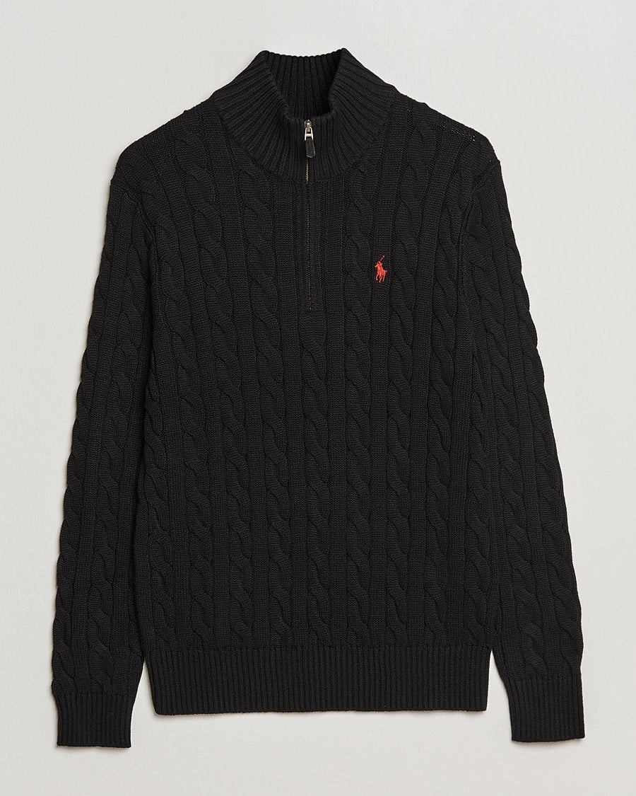 Polo Ralph Lauren Cable Half Zip Polo Black Sweater