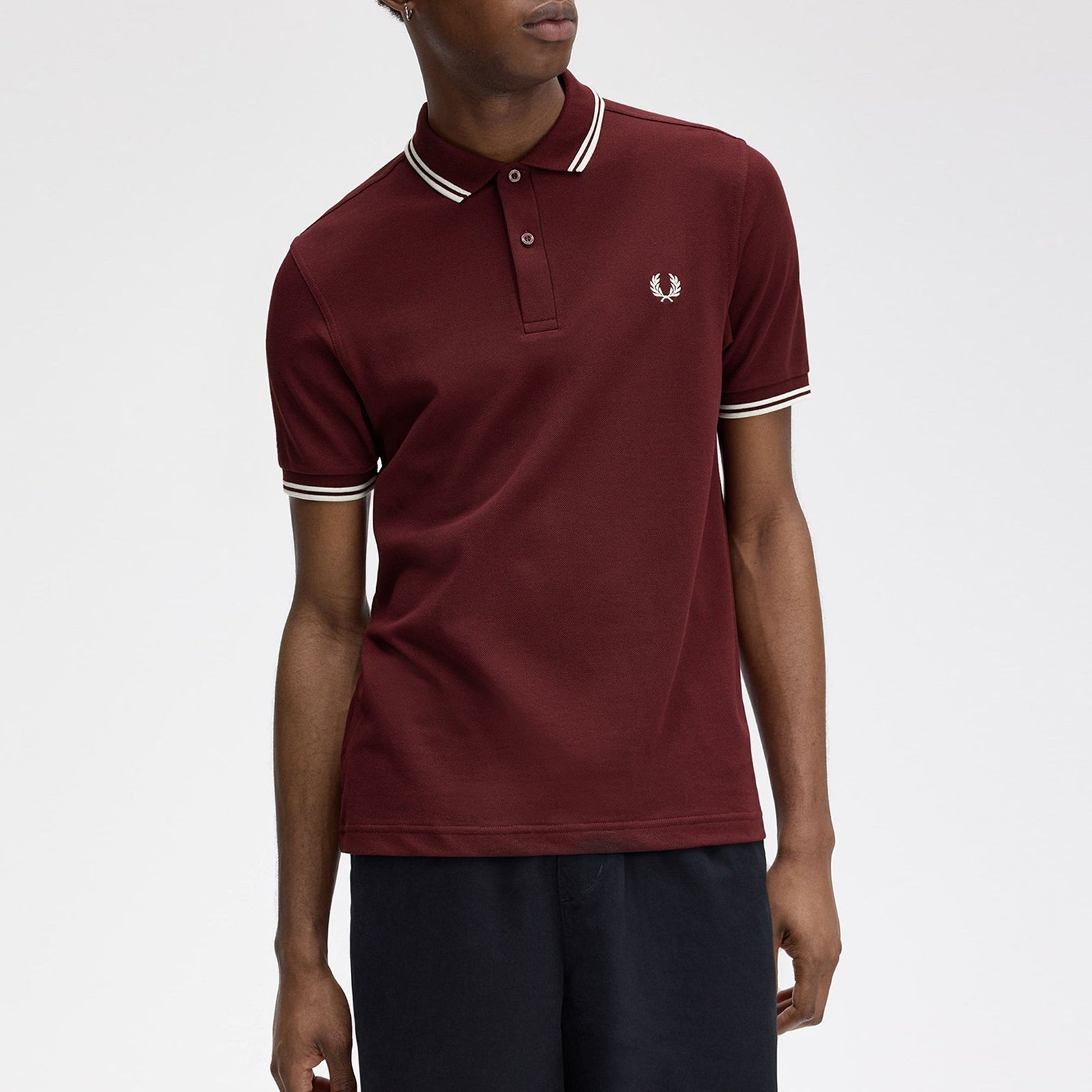 Fred Perry Men Maroon Solid Twin-Tipped Regular-Fit Polo T-shirt