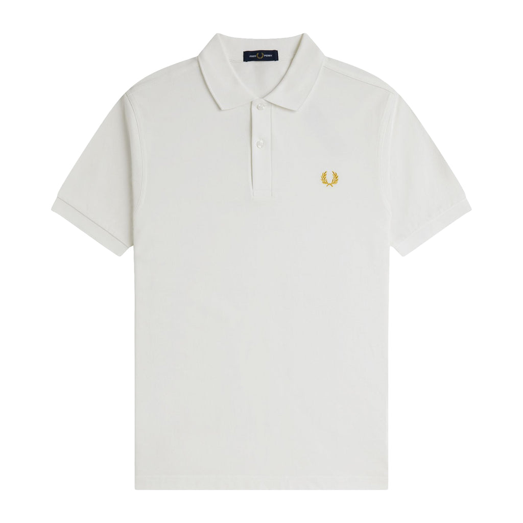 Fred Perry Men White Plain Logo Polo T-shirt