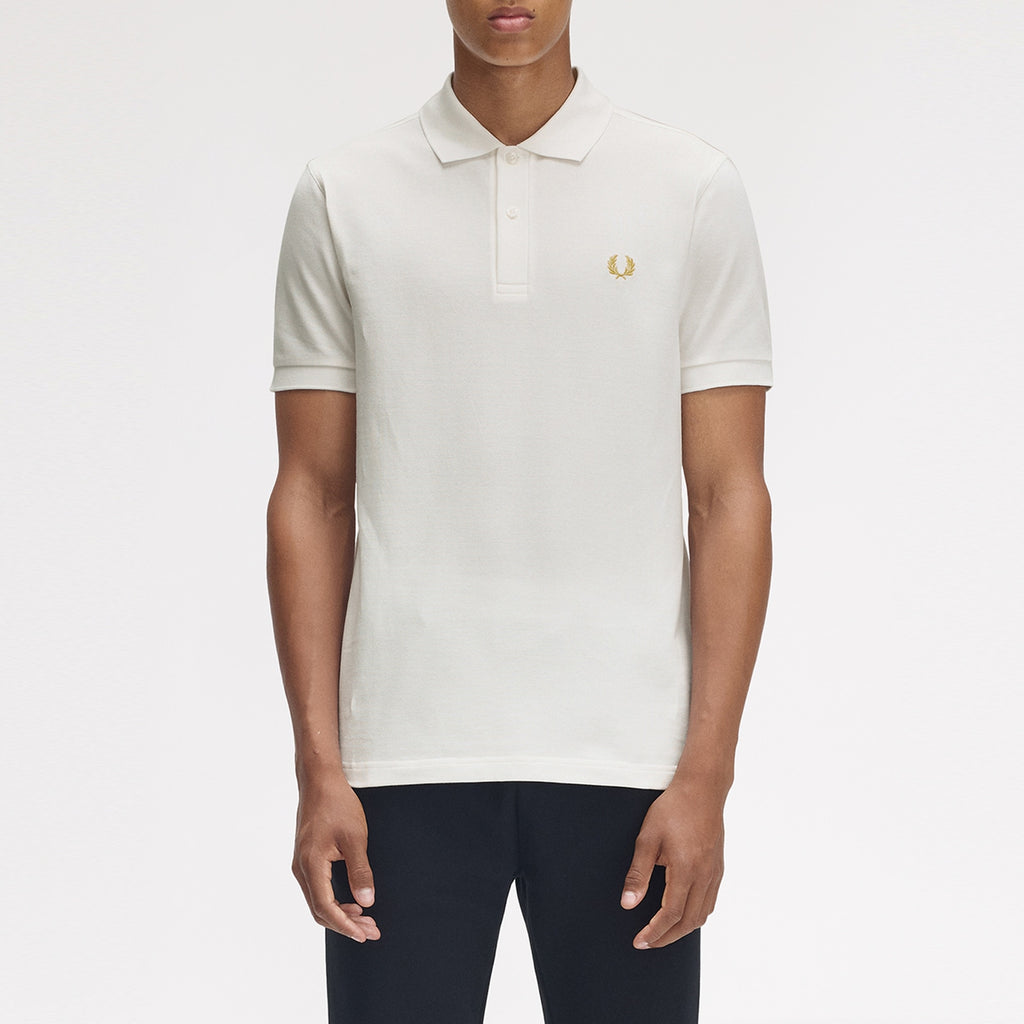 Fred Perry Men White Plain Logo Polo T-shirt