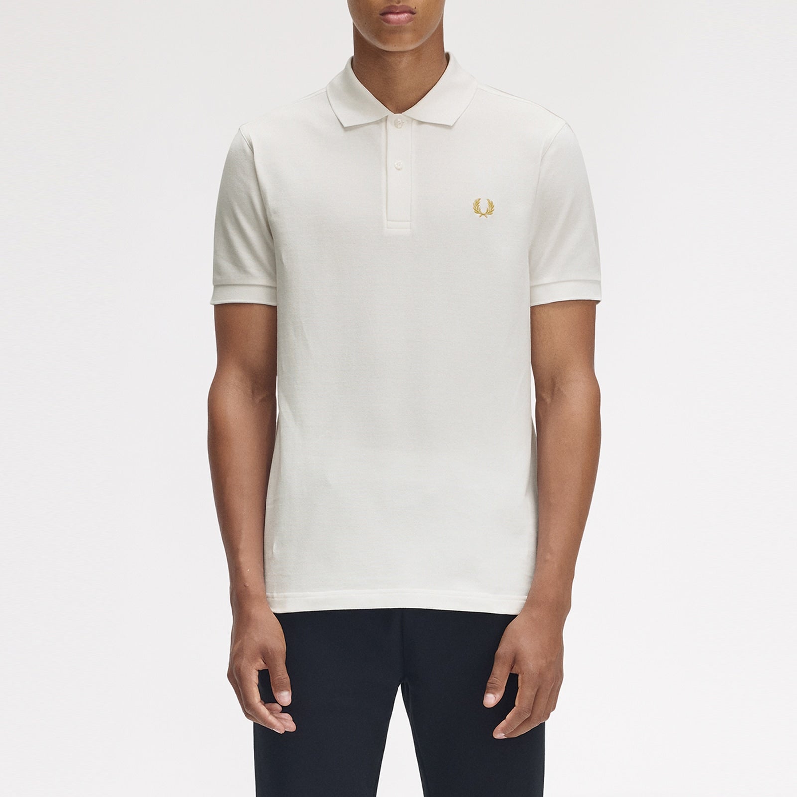 Fred Perry Men White Plain Logo Polo T-shirt