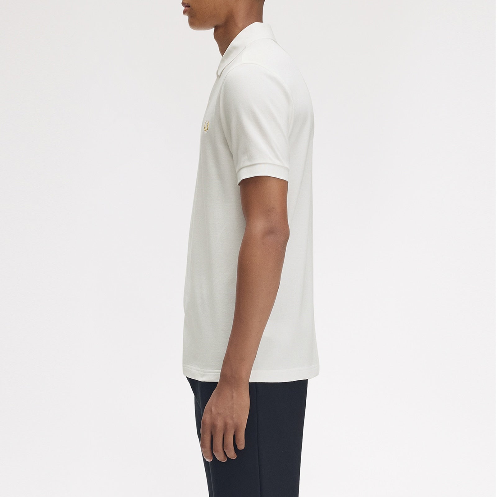 Fred Perry Men White Plain Logo Polo T-shirt
