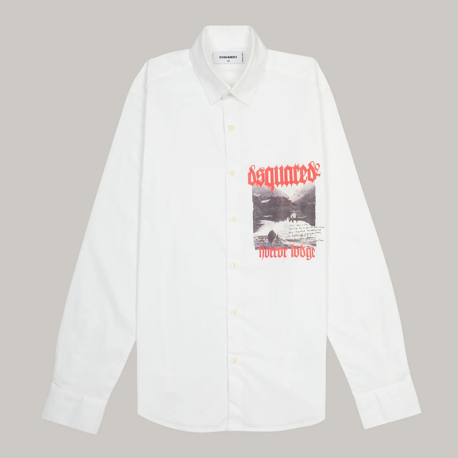 DSQUARED2 Opulent Pearl White Classic Fit Long Sleeve Button-Up Shirt
