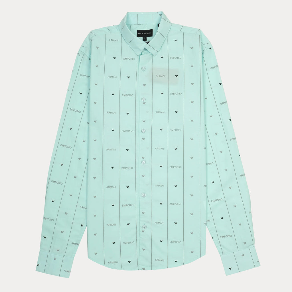 Emporio Armani Mint Printed Long Sleeve Shirt