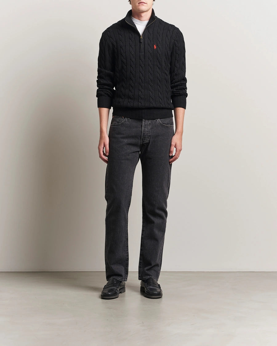 Polo Ralph Lauren Cable Half Zip Polo Black Sweater
