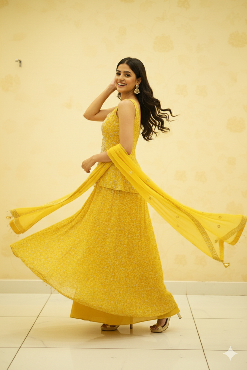 Georgette Short Kurti With Palazo