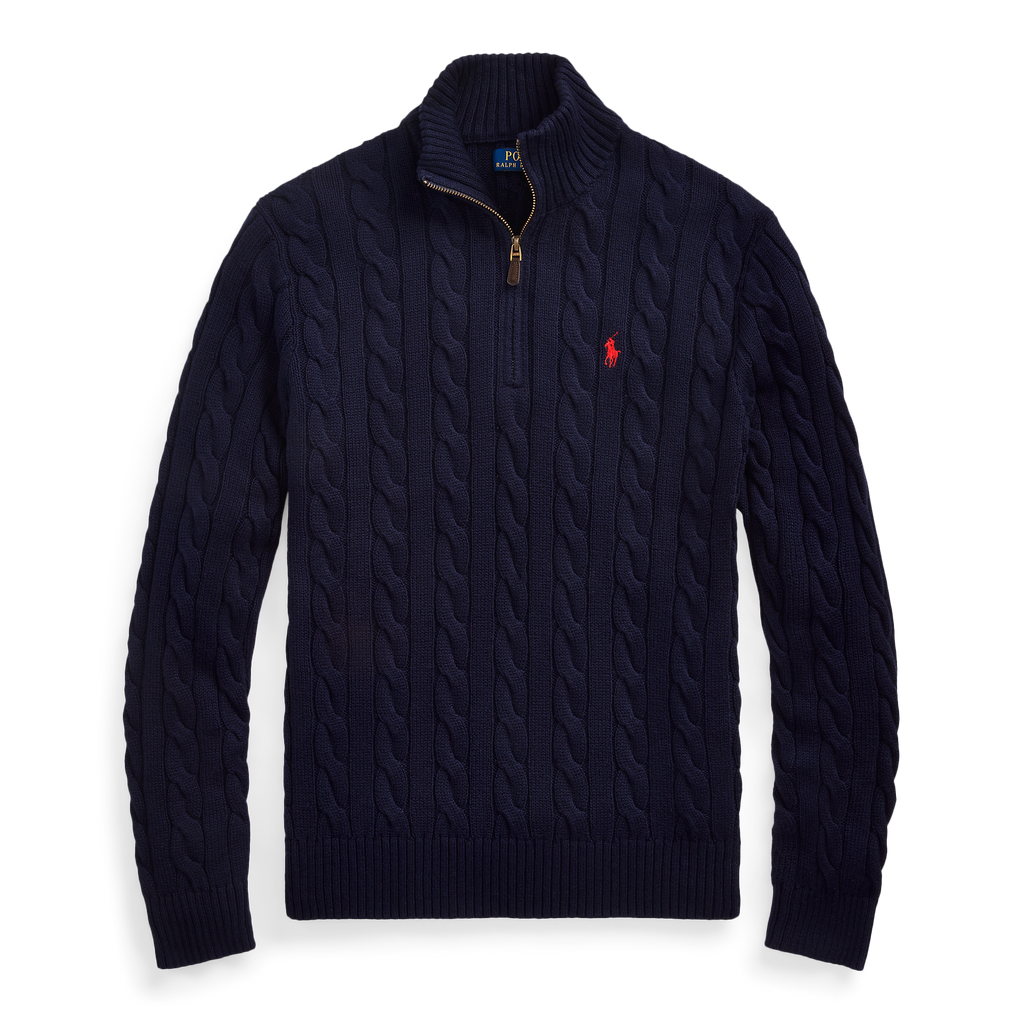 Polo Ralph Lauren Cable-Knit Cotton Quarter-Zip Sweater