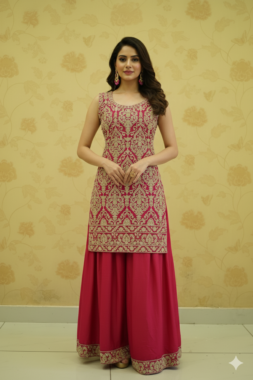 PAKISTANI THREAD WORK SUIT WITH HANDWORK DIVIDER