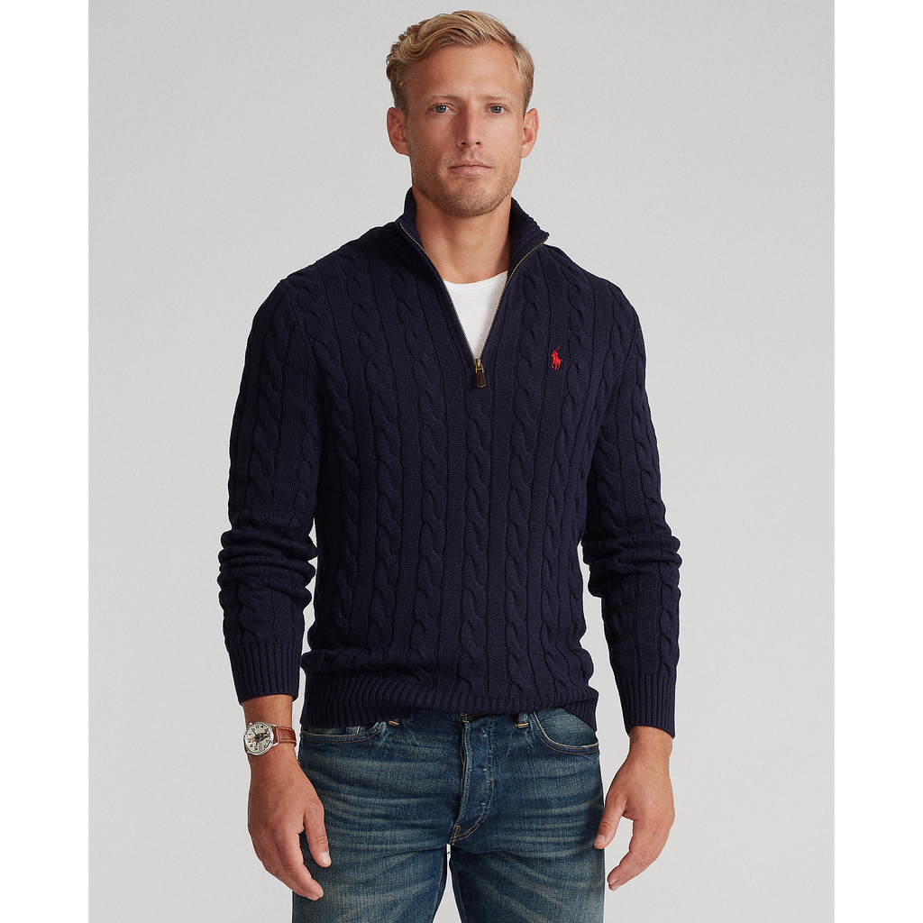 Polo Ralph Lauren Cable-Knit Cotton Quarter-Zip Sweater