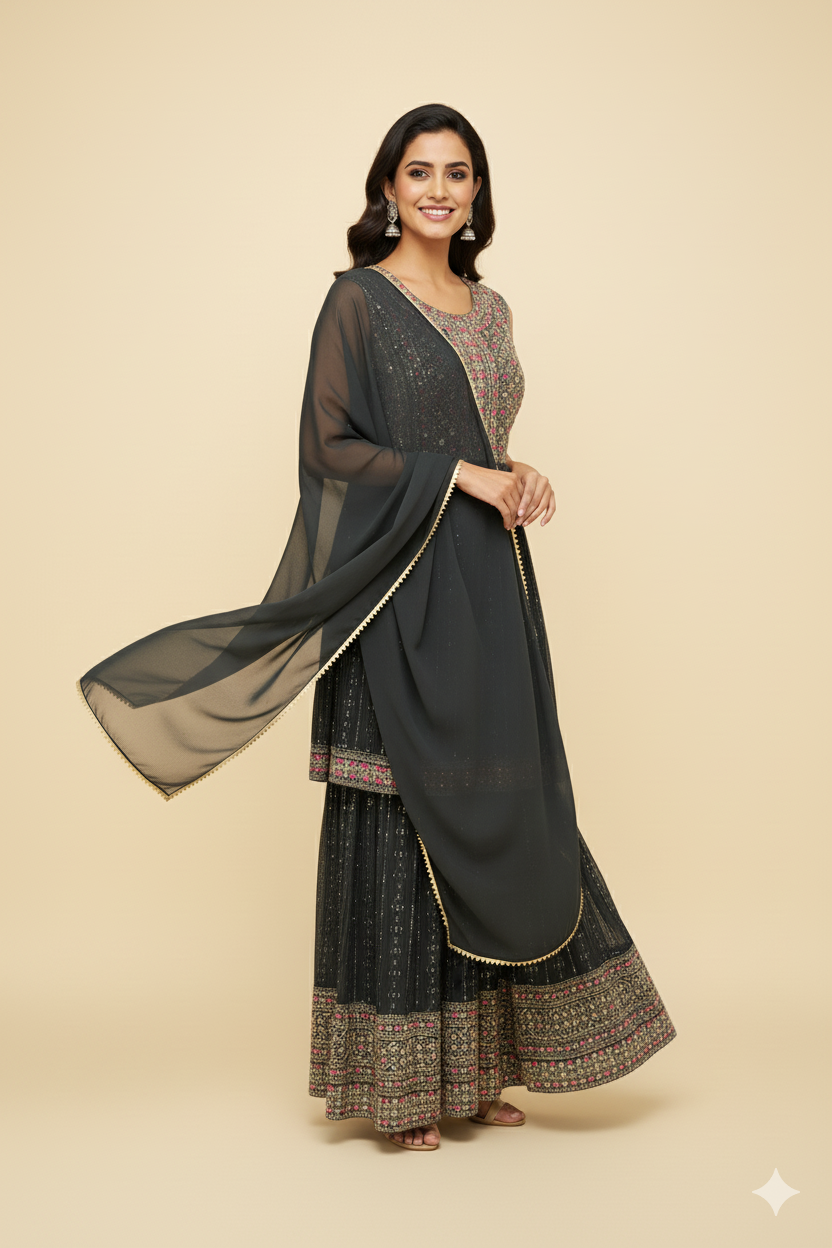 Designer Easy To Carry Short Kurti With Skirt Dress