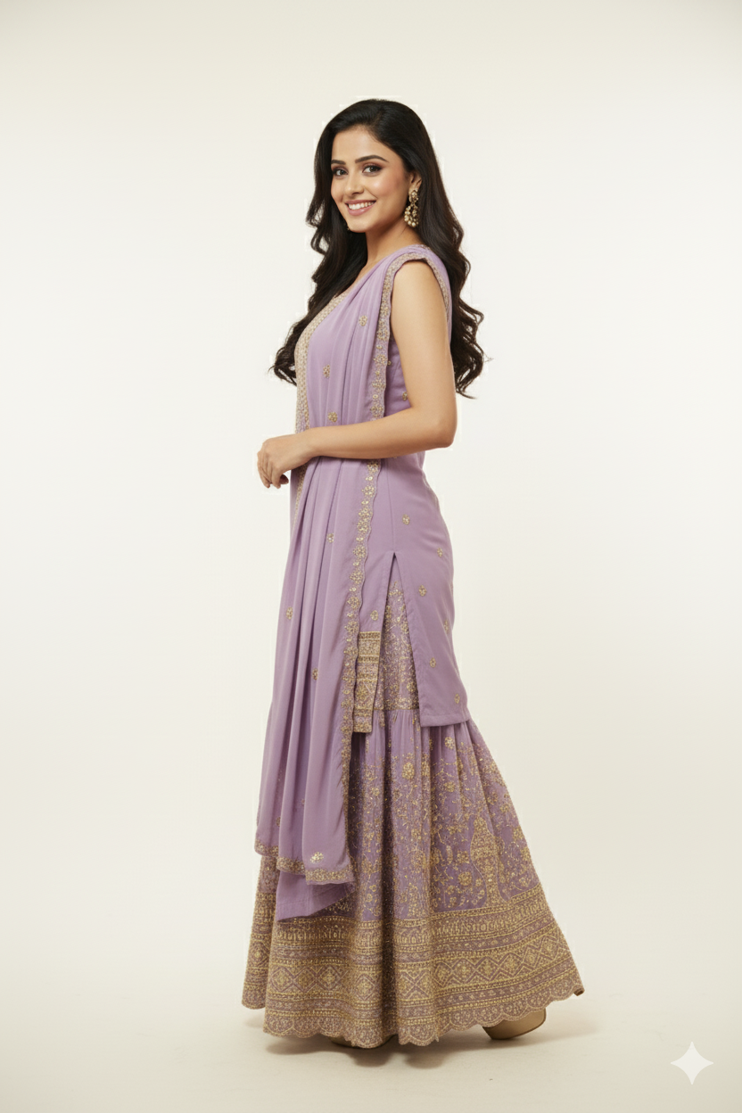 Pakistani Sharara Suit With Royal Hand Work