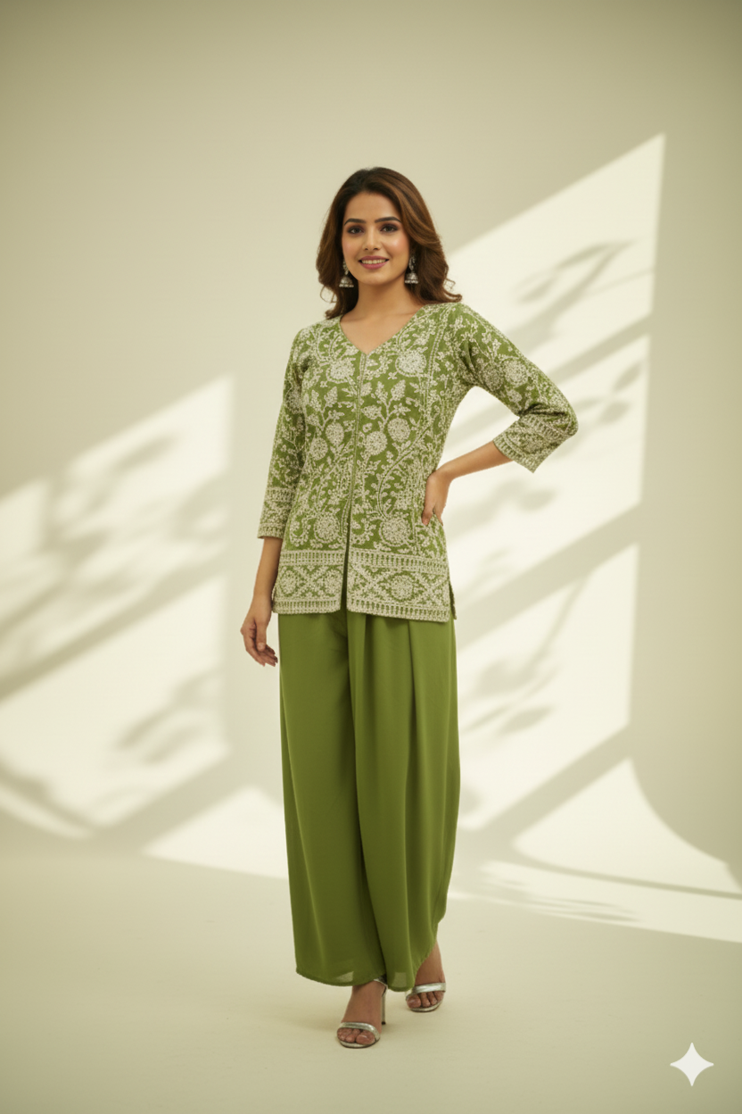 Ready To Wear Indian Co-ords with Sharara & Dupatta For Girls