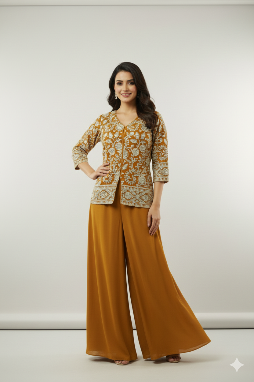 Ready To Wear Indian Co-ords with Sharara & Dupatta For Girls