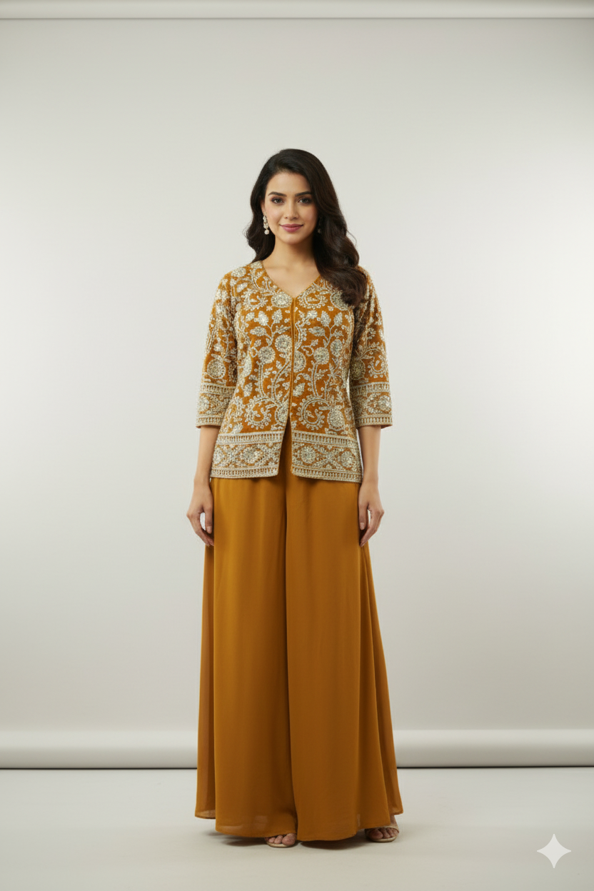 Ready To Wear Indian Co-ords with Sharara & Dupatta For Girls