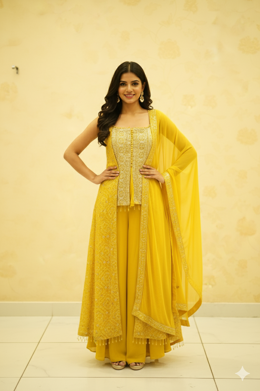 Georgette Short Kurti With Palazo