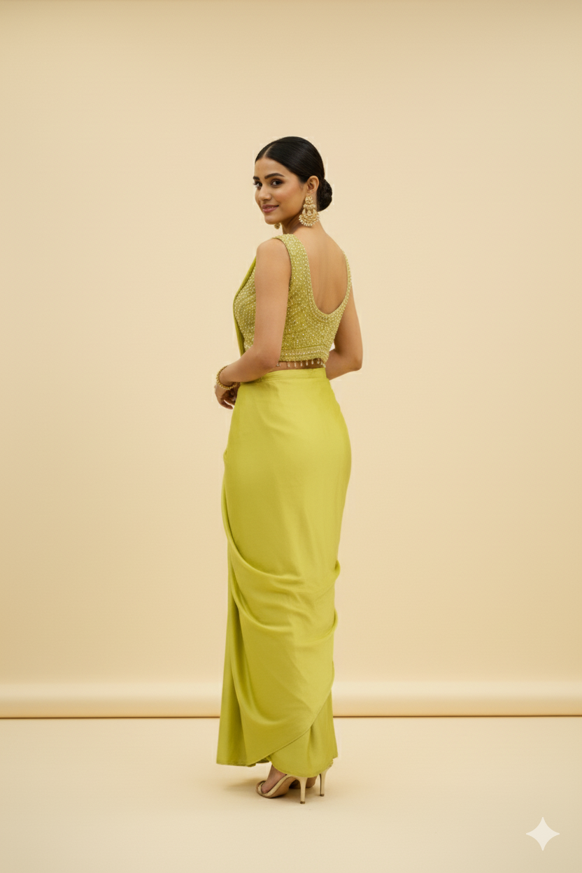 PEARL WORK EMBELLISHED BLOUSE & SAREE