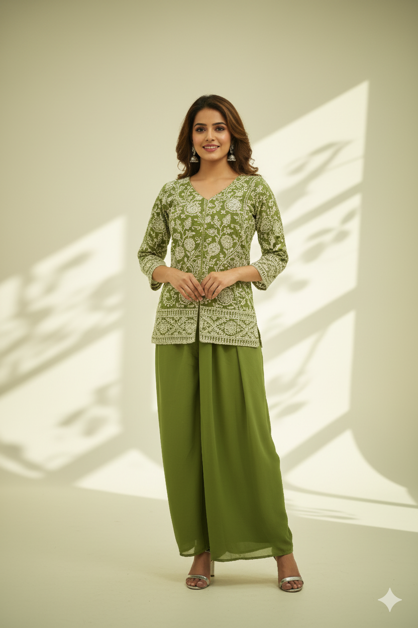 Ready To Wear Indian Co-ords with Sharara & Dupatta For Girls