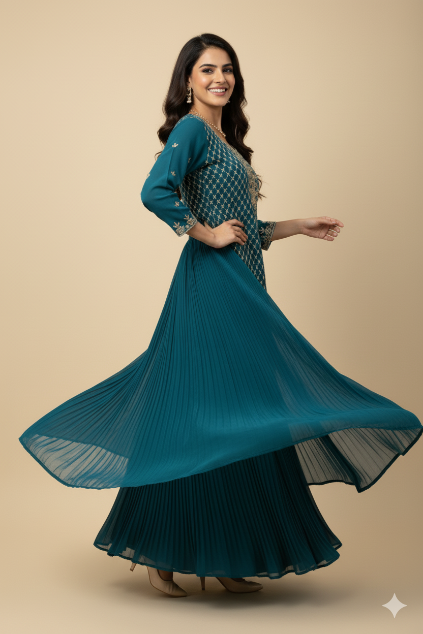 POUR GEORGETTE HANDWORK GARARA DRESS WITH DUPATTA