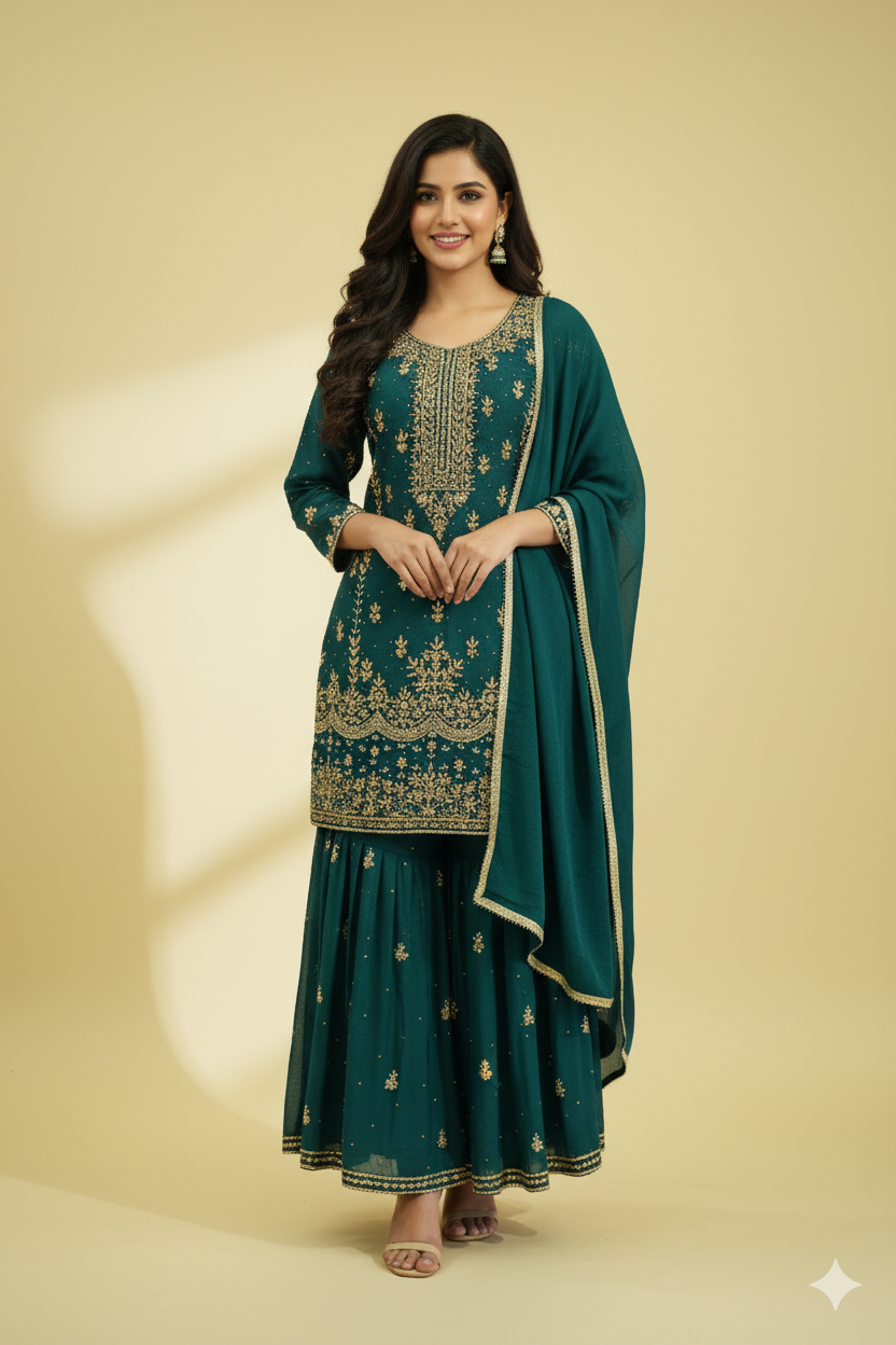 Ready To Wear Indian Party/Wedding Wear Designer Palazzo Suit For Girls