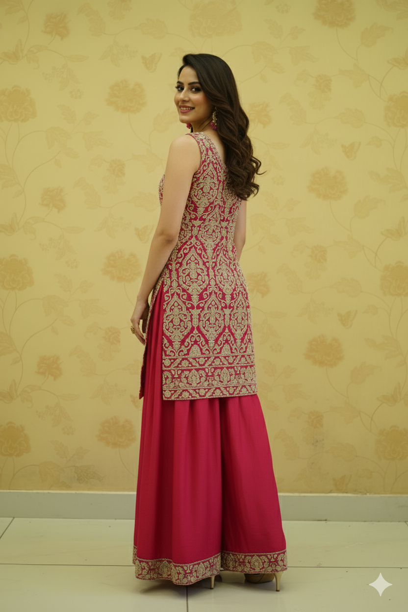 PAKISTANI THREAD WORK SUIT WITH HANDWORK DIVIDER