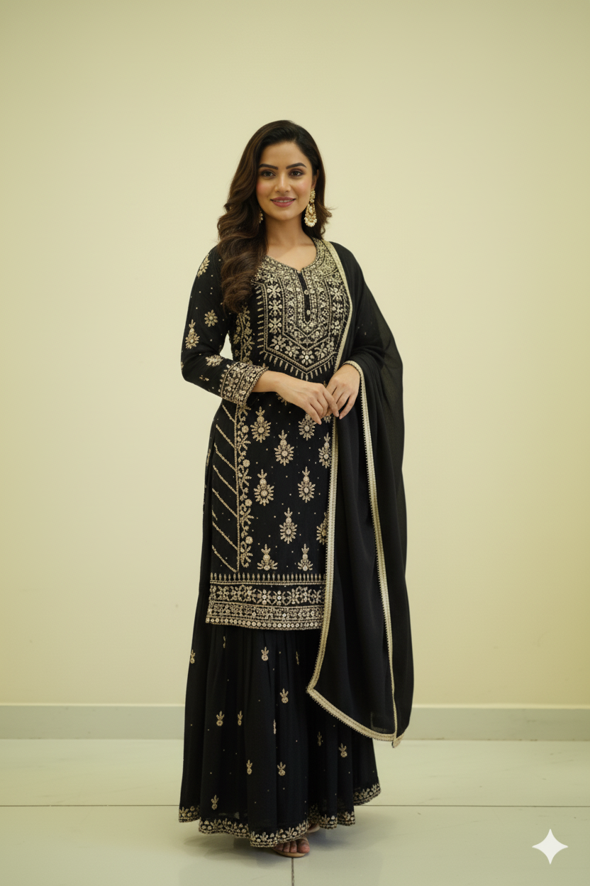 Ready To Wear Indian Party/Wedding Wear Designer Palazzo Suit For Girls