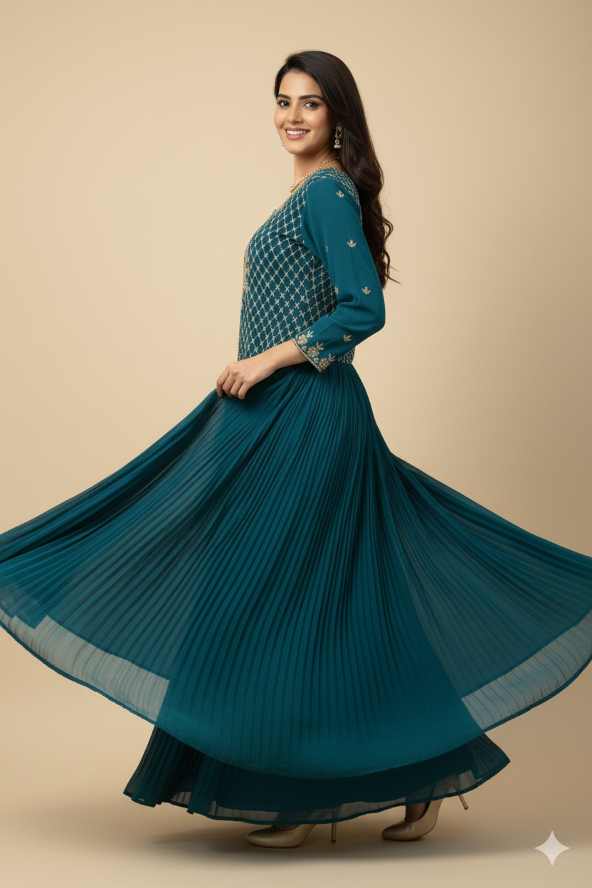 POUR GEORGETTE HANDWORK GARARA DRESS WITH DUPATTA