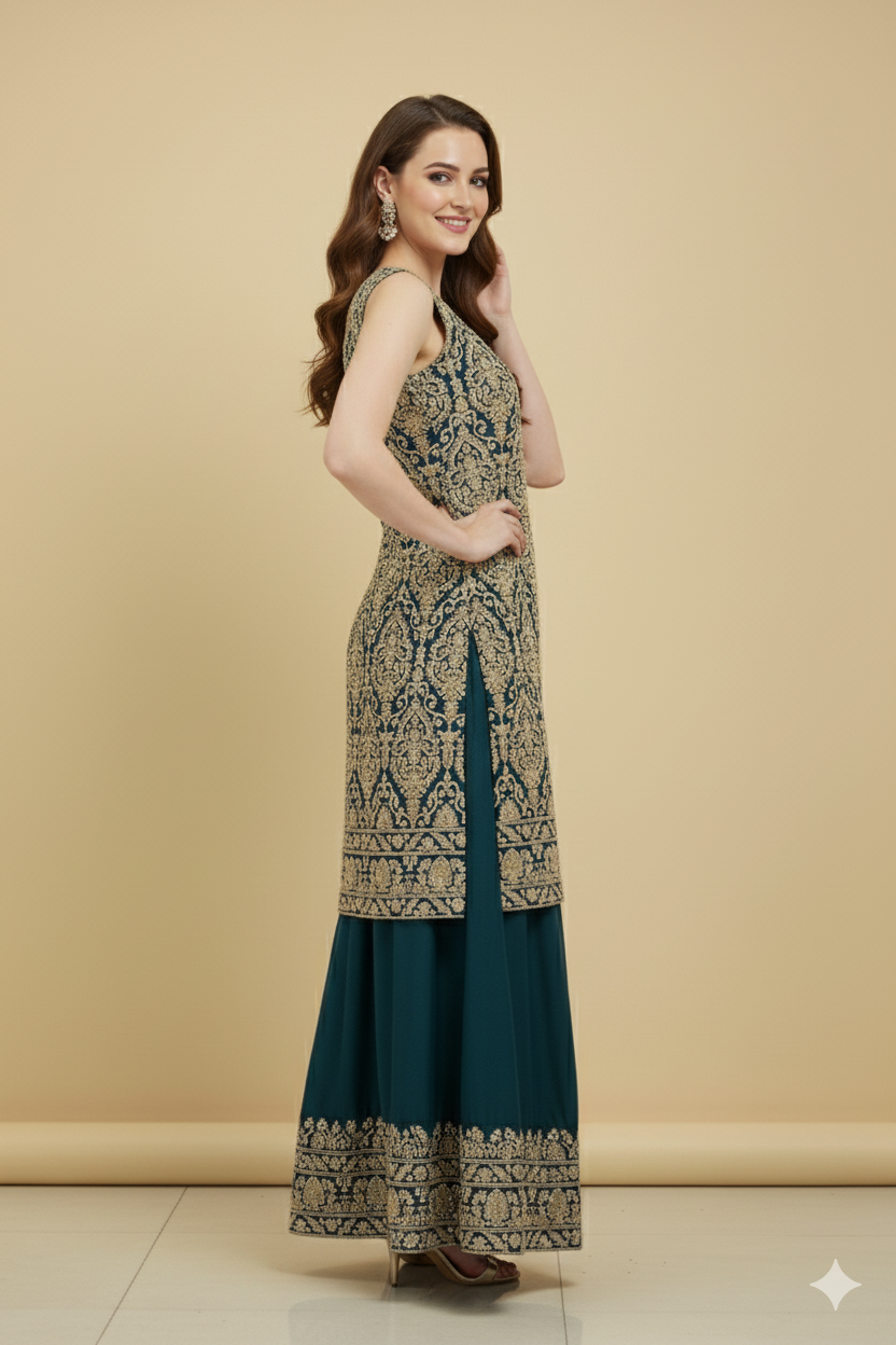 PAKISTANI THREAD WORK SUIT WITH HANDWORK DIVIDER