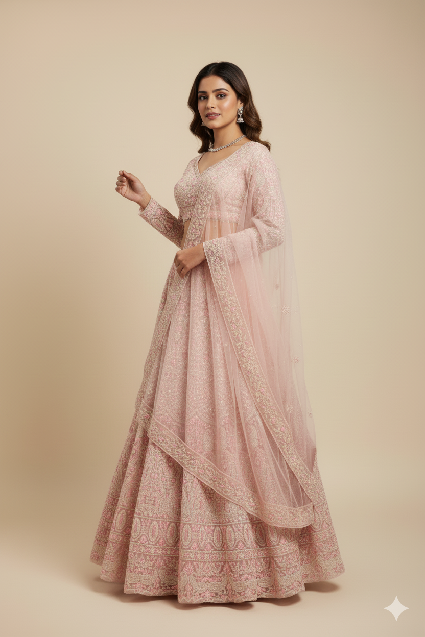 Women's Royal Thread Embroidered Georgette Lehenga Choli With Dupatta