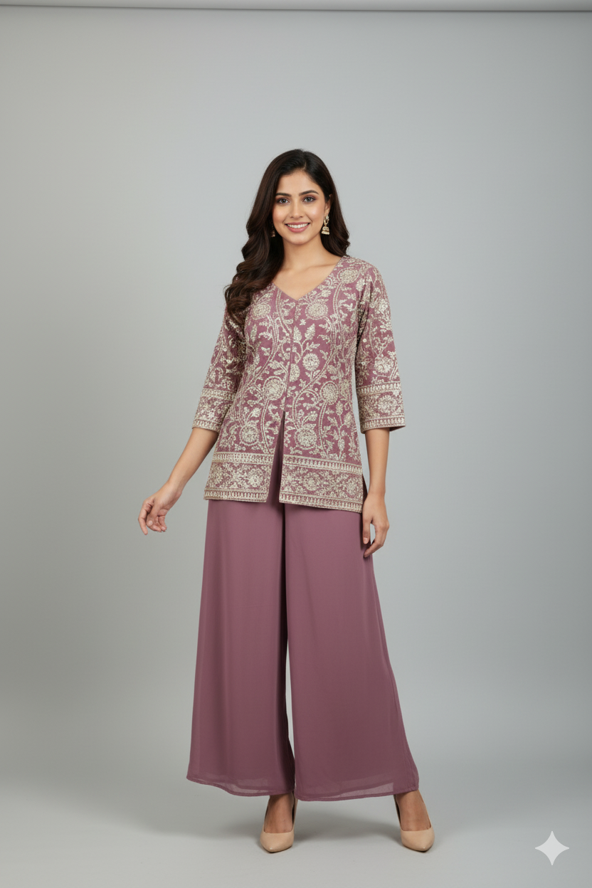 Ready To Wear Indian Co-ords with Sharara & Dupatta For Girls