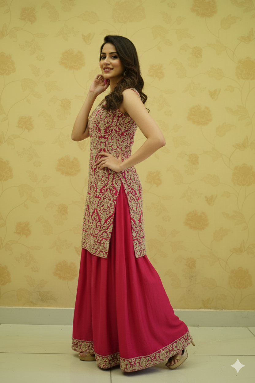 PAKISTANI THREAD WORK SUIT WITH HANDWORK DIVIDER