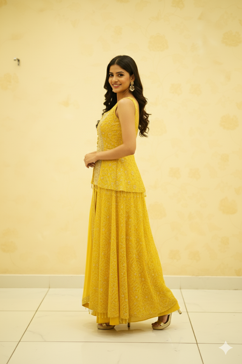 Georgette Short Kurti With Palazo