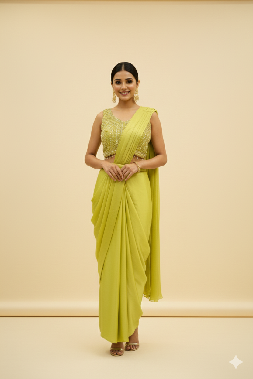 PEARL WORK EMBELLISHED BLOUSE & SAREE