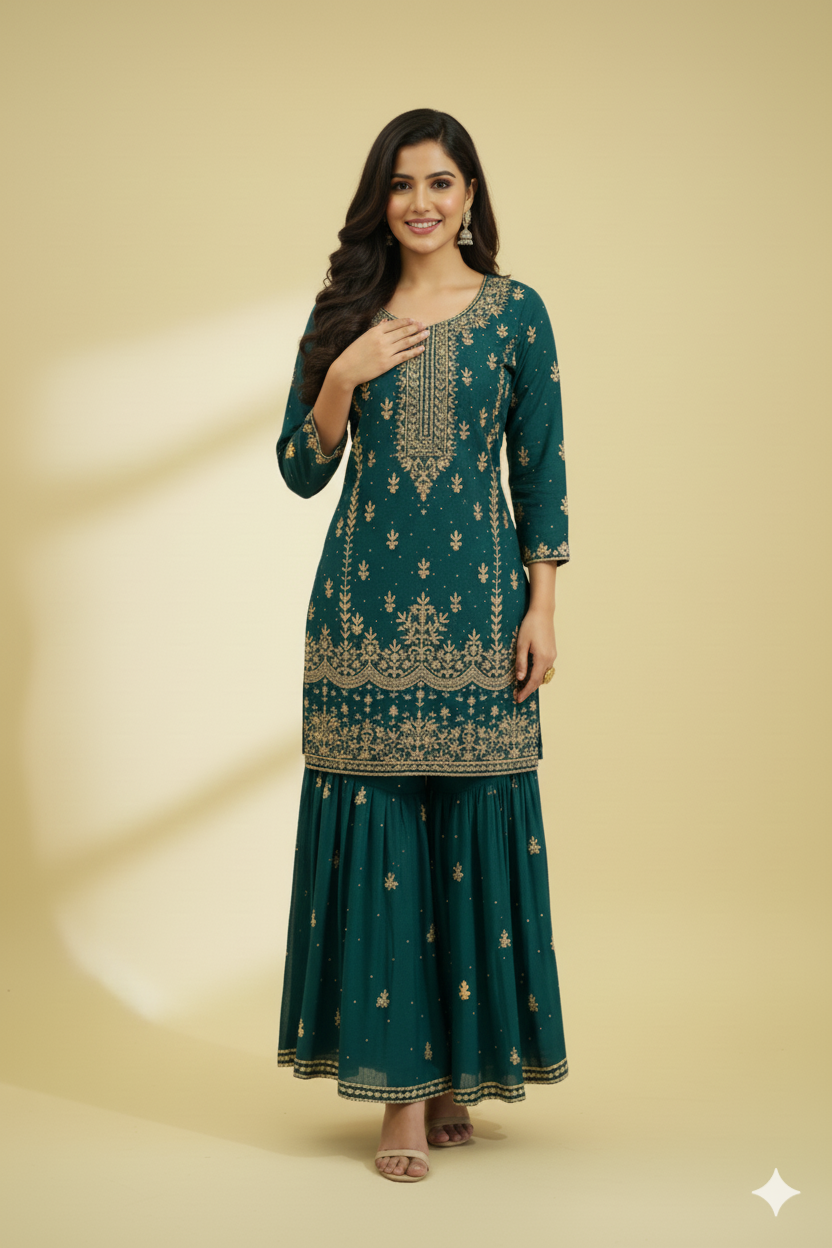 Ready To Wear Indian Party/Wedding Wear Designer Palazzo Suit For Girls