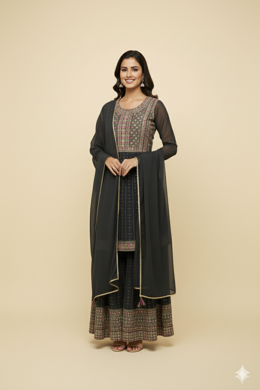 Designer Easy To Carry Short Kurti With Skirt Dress