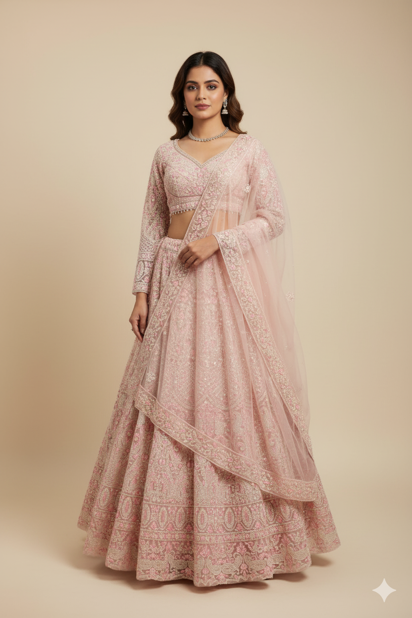 SILK LEHNGA WITH DESIGNER BLOUSE & DUPATTA