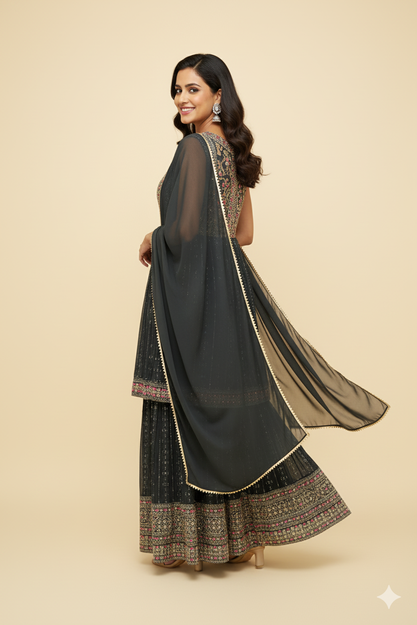 Designer Easy To Carry Short Kurti With Skirt Dress