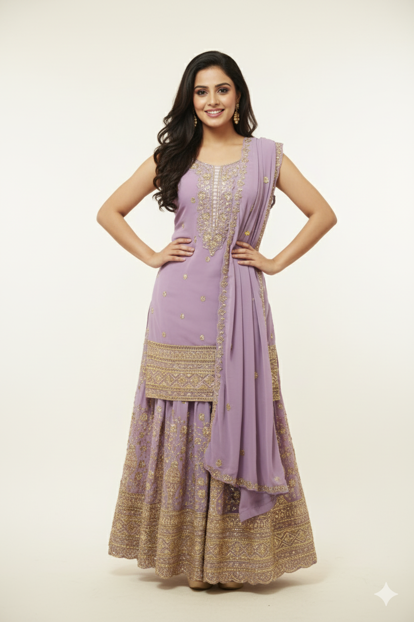 Pakistani Sharara Suit With Royal Hand Work