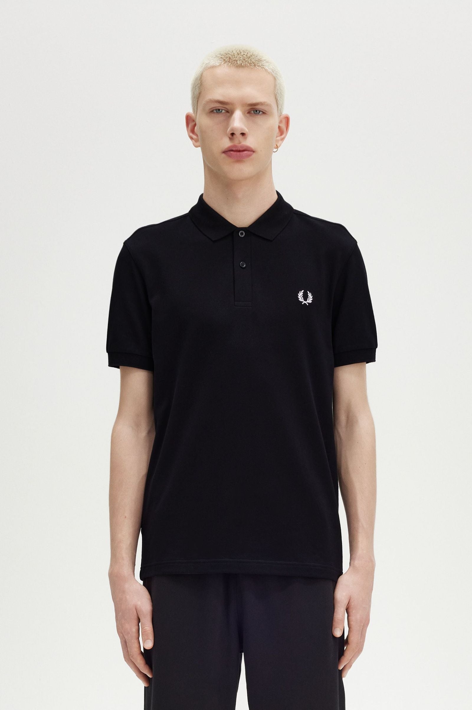 Fred Perry Men Black Plain Logo Polo T-shirt