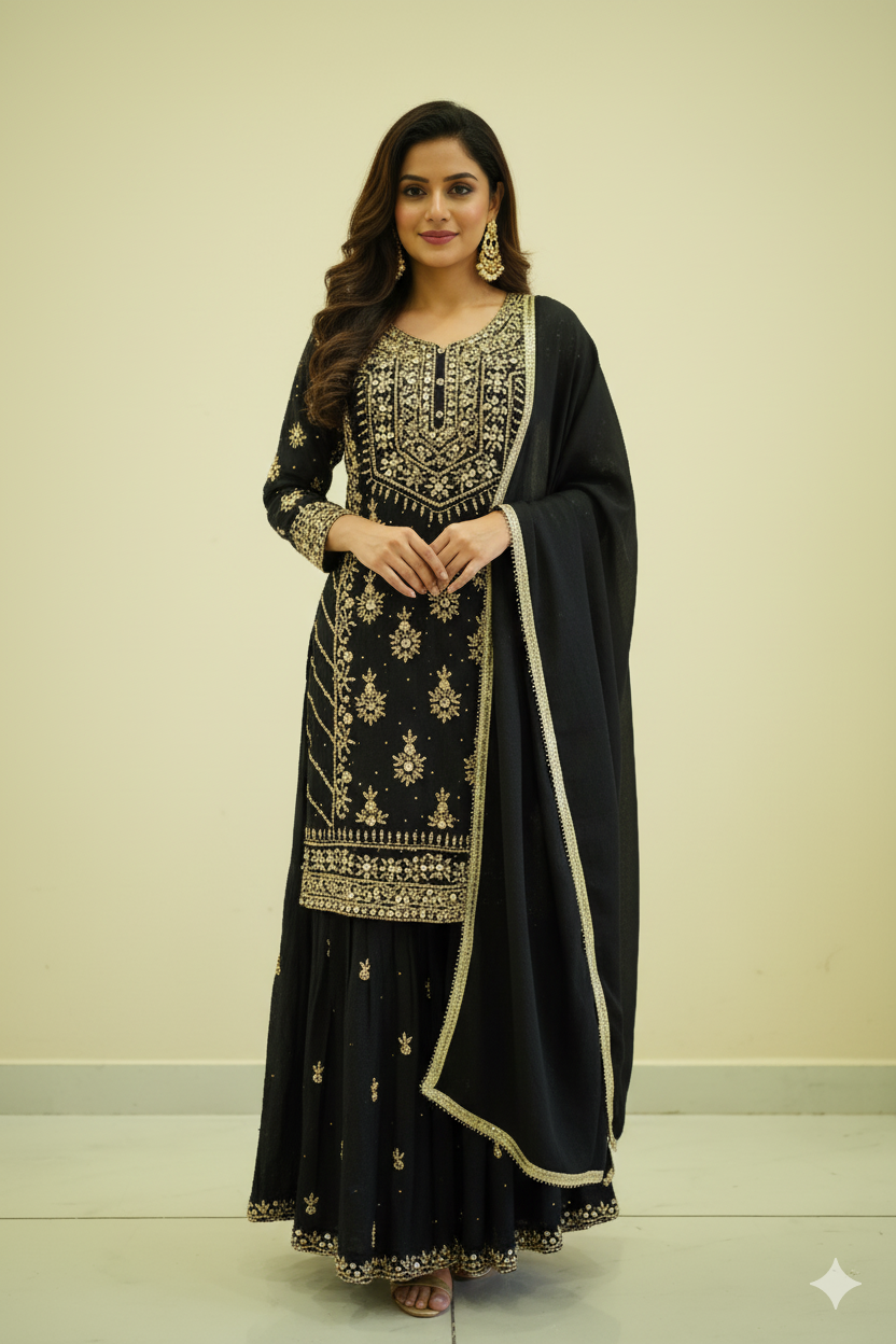 Ready To Wear Indian Party/Wedding Wear Designer Palazzo Suit For Girls