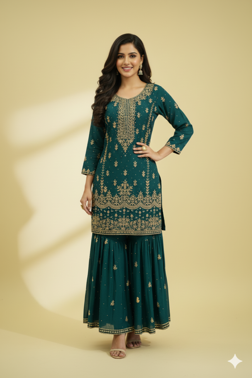 Ready To Wear Indian Party/Wedding Wear Designer Palazzo Suit For Girls