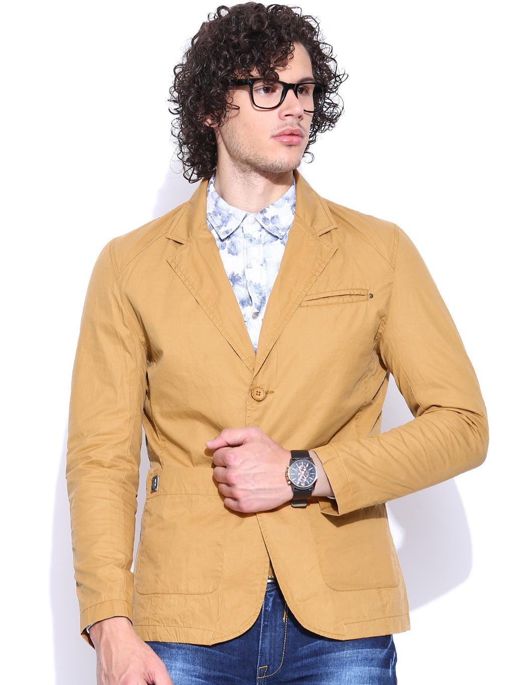 Spykar Casual Chic Blazer in Mustard